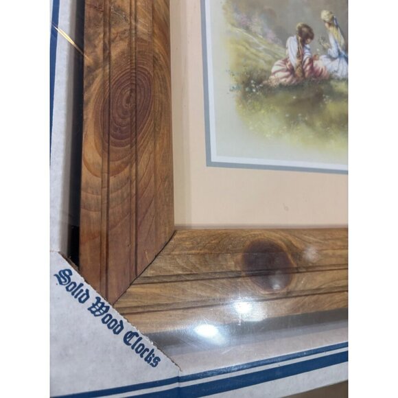 Vtg Andre Orpinas Solid Wood‎ Framed Clock Girls Meadow - Picture 3 of 5